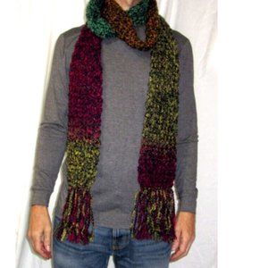 Women Men Rainbow Scarf 106x5 Long Handmade Crochet Knit Chunky Winter Wrap NEW